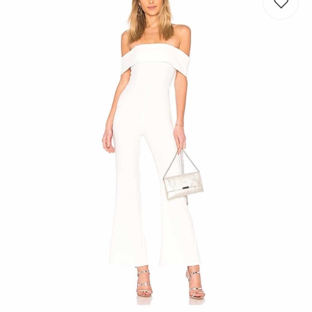 Off the shoulder white jumpsuit